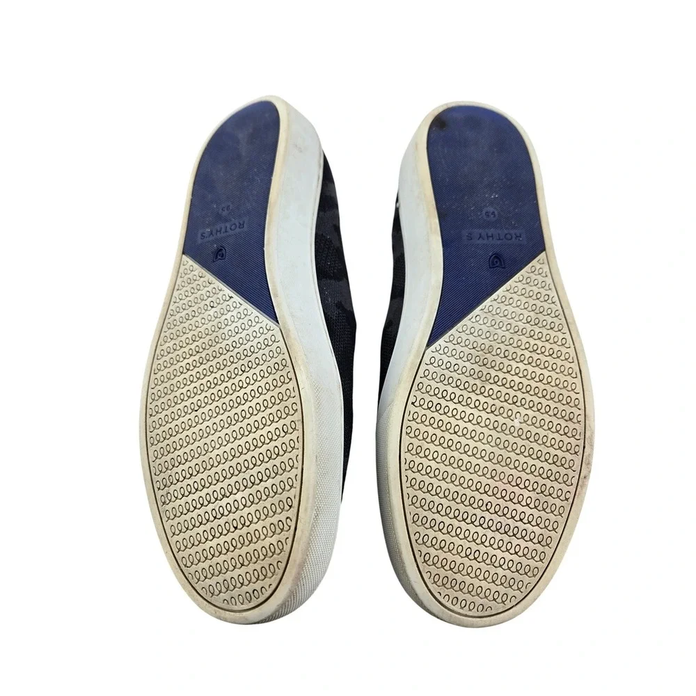 Rothy's The Sneaker Grey Camo Slip On Knit Shoes Womens 9.5 Washable Sustainable